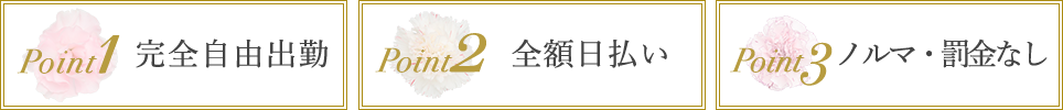 完全自由出勤 全額日払い ノルマ・罰金なし